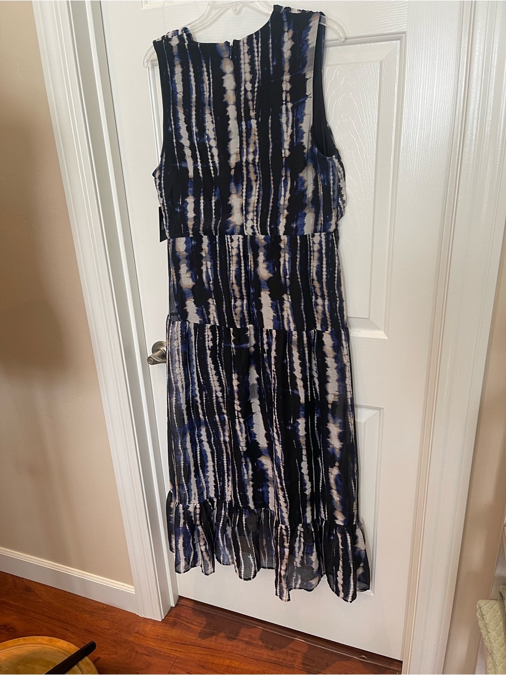 Dkny Navy and White Tie-Dye Twist-Waist Midi Dress - Picture 8 of 16